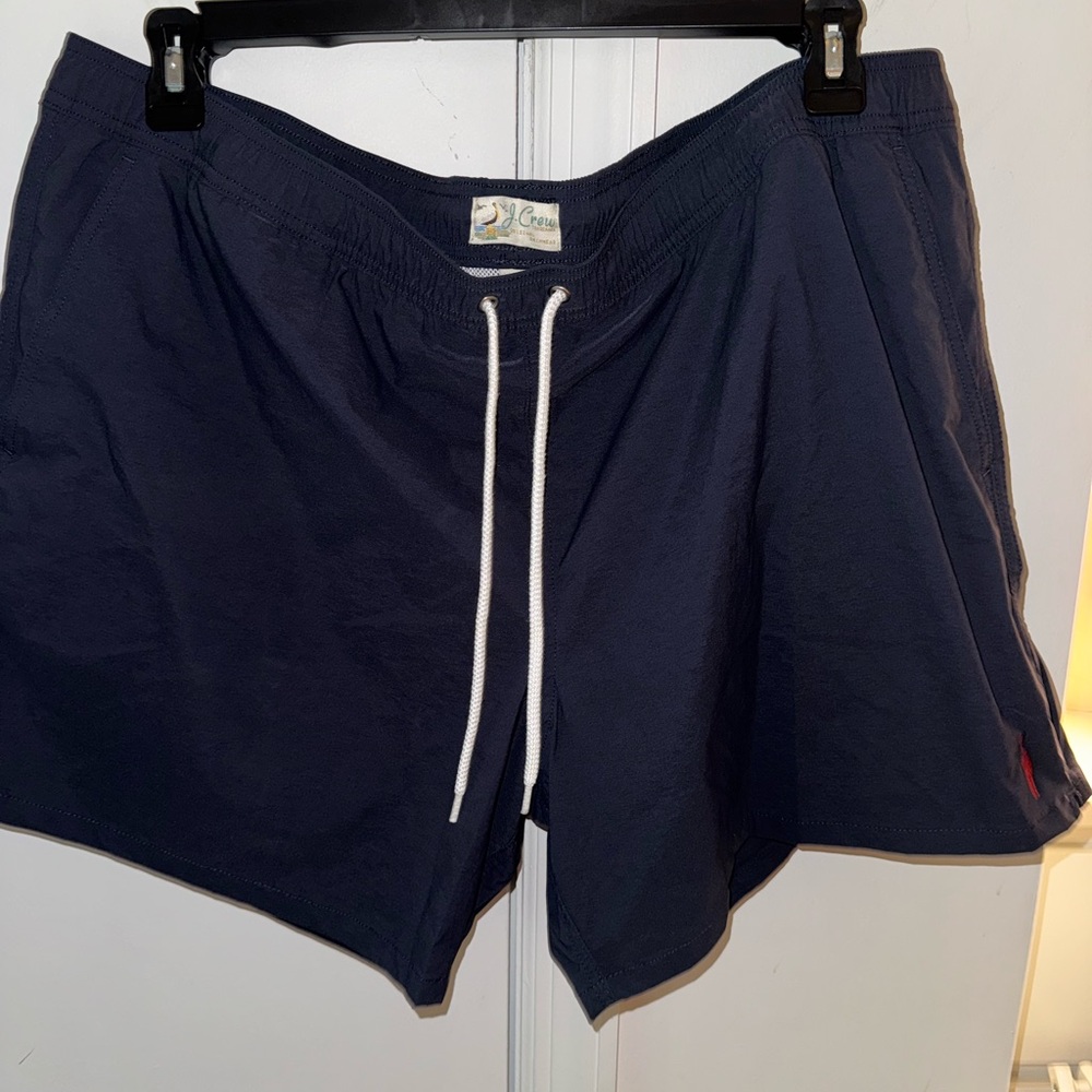 J. Crew Dark Blue Swim Shorts with White Drawstring